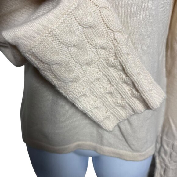Burberry womens 100% cashmere sweater cable knit cuffs cream size small - Picture 4 of 8